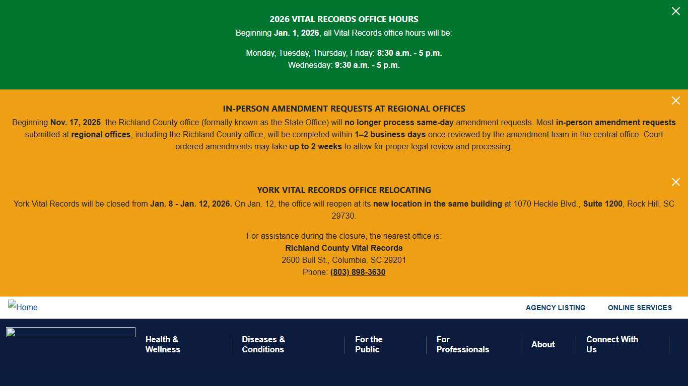 Vital Records Forms South Carolina Department of Public Health